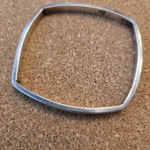 925 Mexico Heavy Sterling Silver Rounded Square Bangle Bracelet